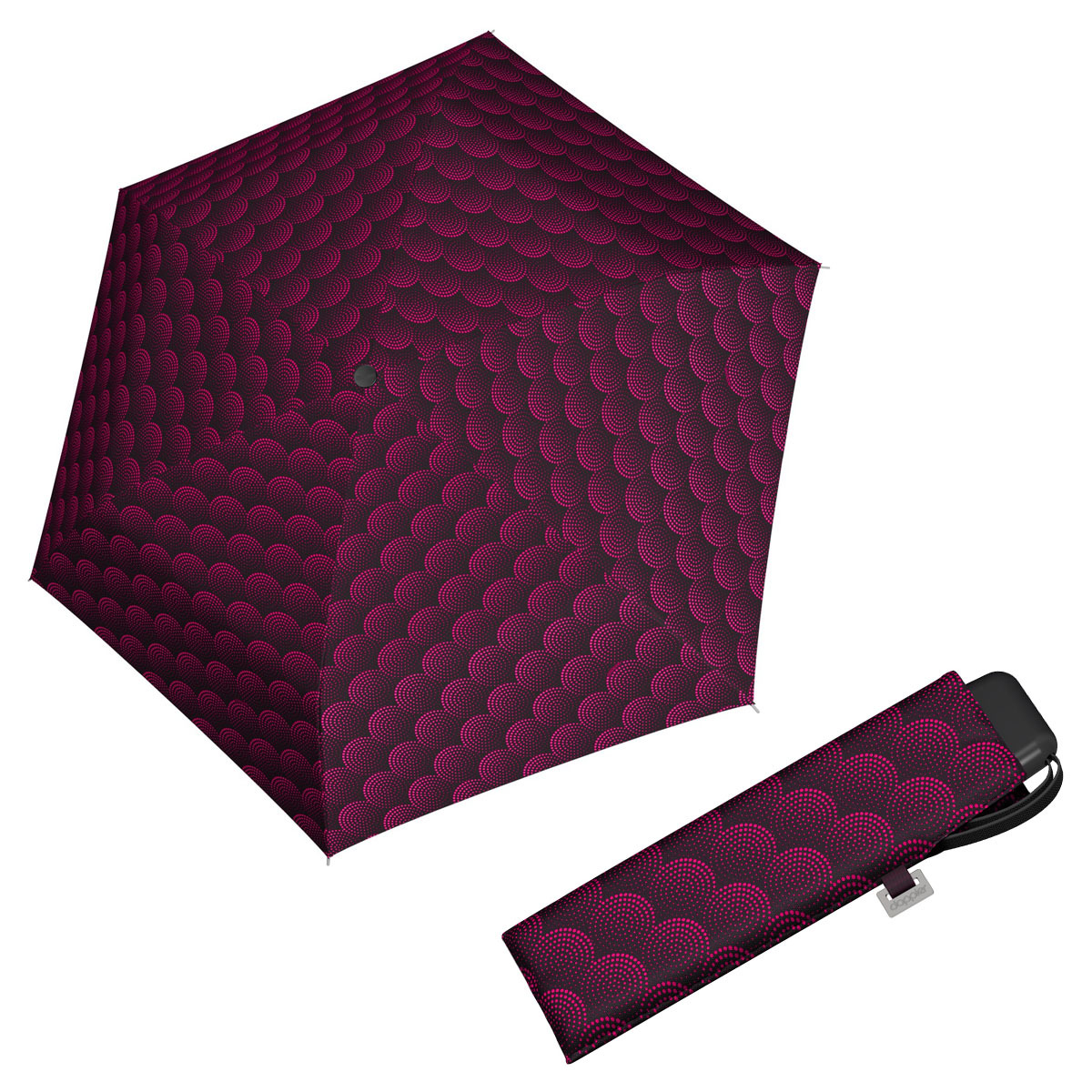 Doppler Mini Slim Carbonsteel TWISTER - dámský plochý skládací deštník vínová