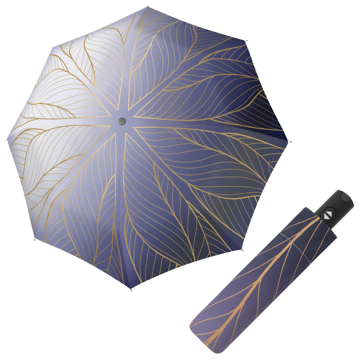 Doppler Magic Carbonsteel GOLDEN - dámský plně automatický deštník modrá