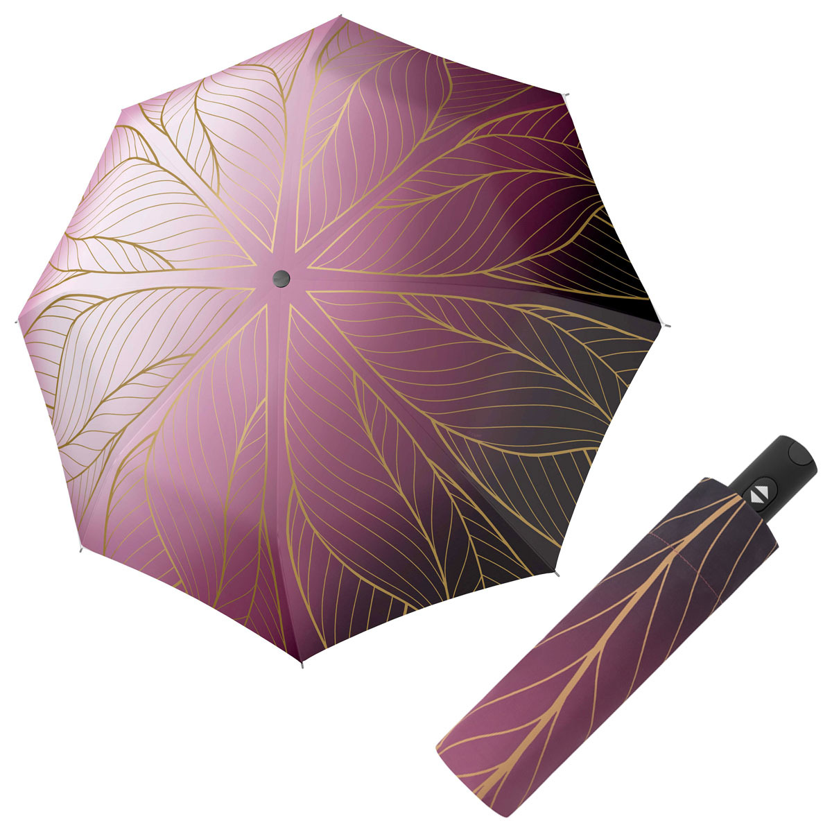 Doppler Magic Carbonsteel GOLDEN - dámský plně automatický deštník vínová