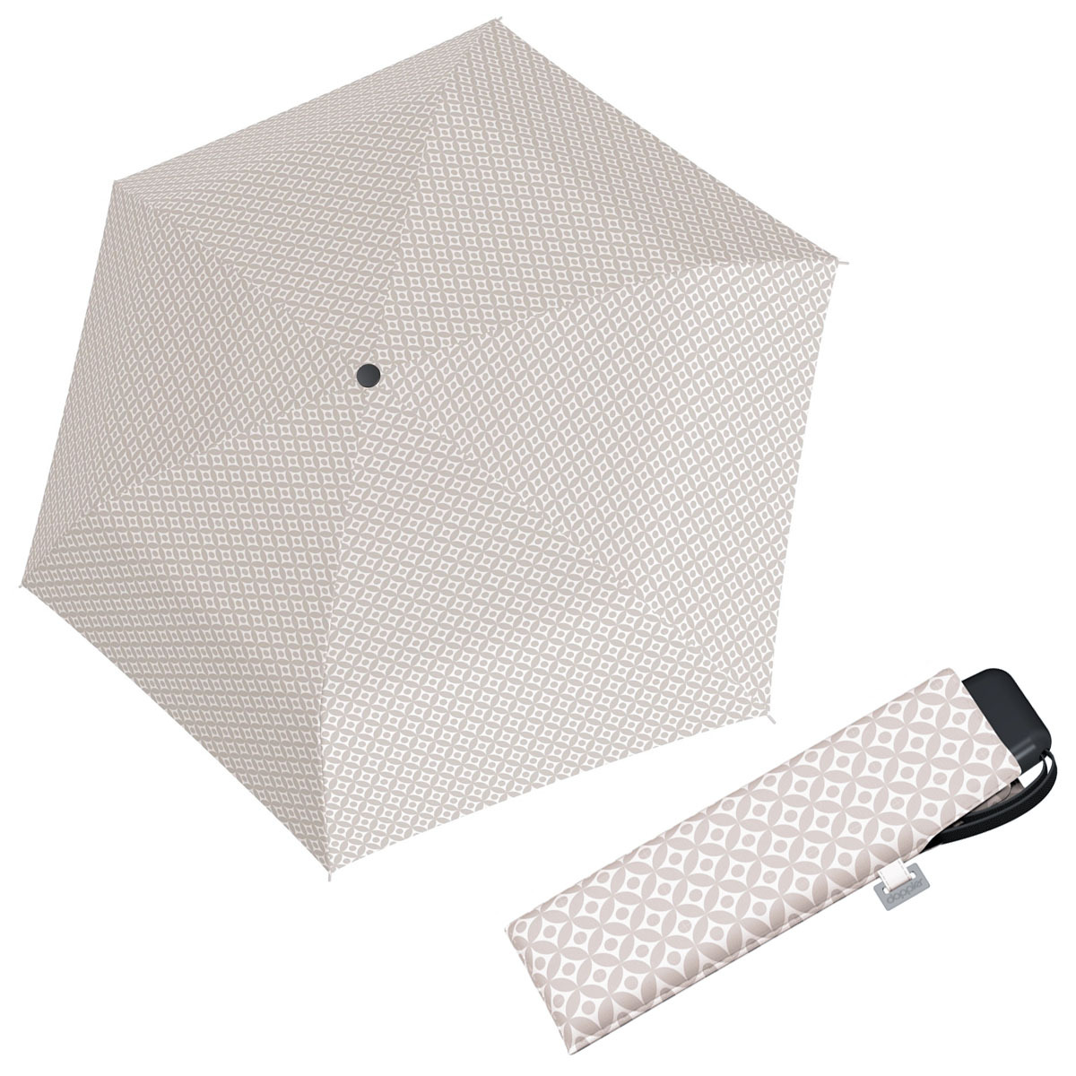 Doppler Mini Slim Carbonsteel MINIMALS - dámský plochý skládací deštník béžová