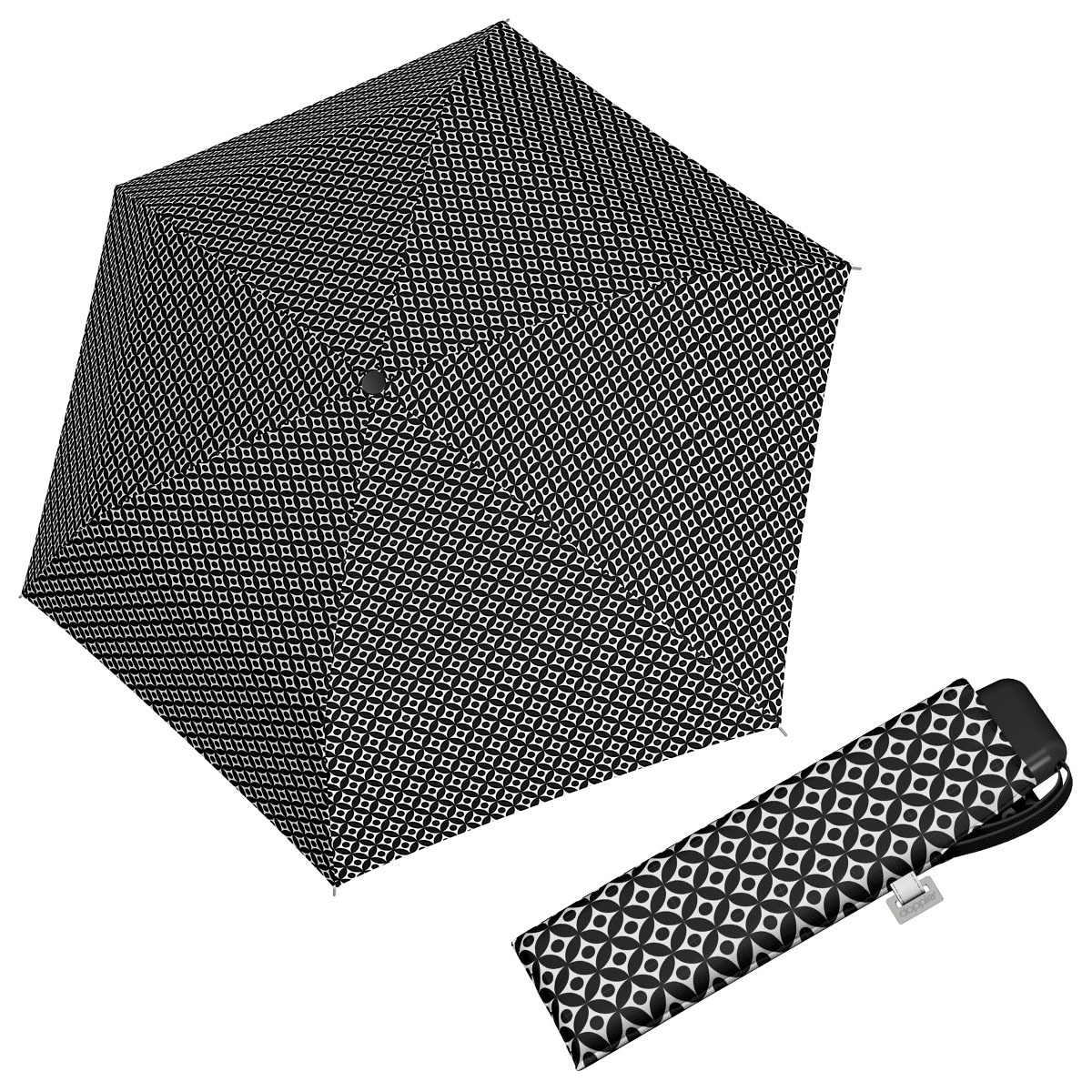 Doppler Mini Slim Carbonsteel MINIMALS - dámský plochý skládací deštník černá