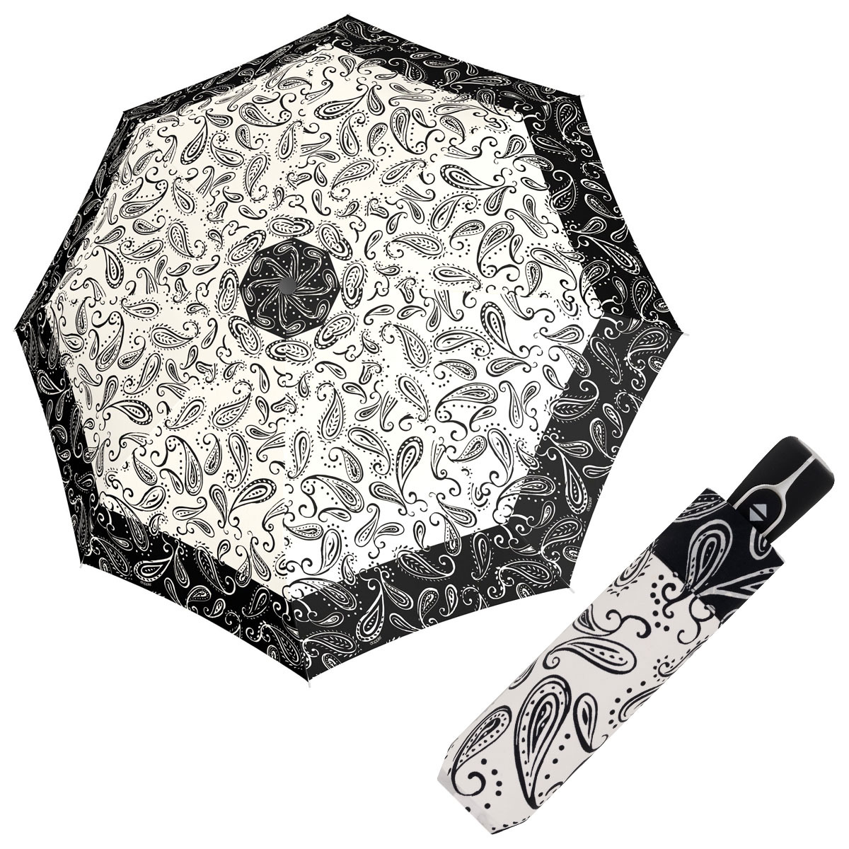Doppler Magic Fiber BLACK & WHITE - dámský plně-automatický deštník bordura