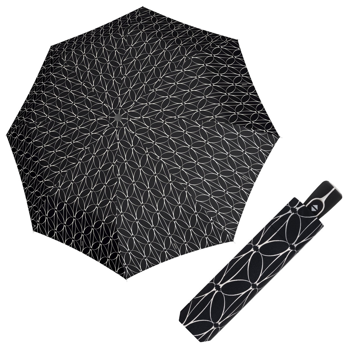 Doppler Magic Fiber BLACK & WHITE - dámský plně-automatický deštník kroužky