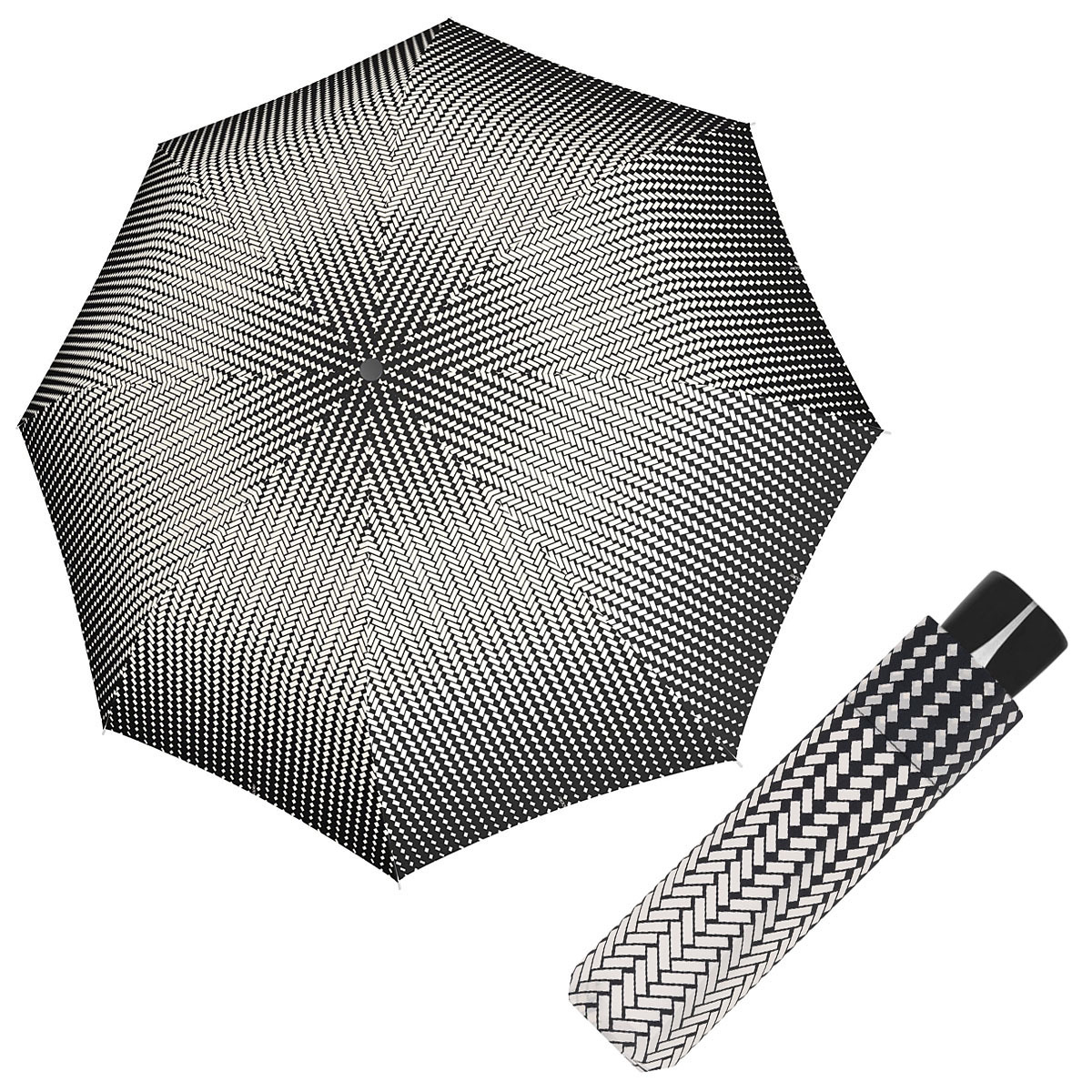 Doppler Mini Fiber BLACK & WHITE - dámský skládací deštník celovzor