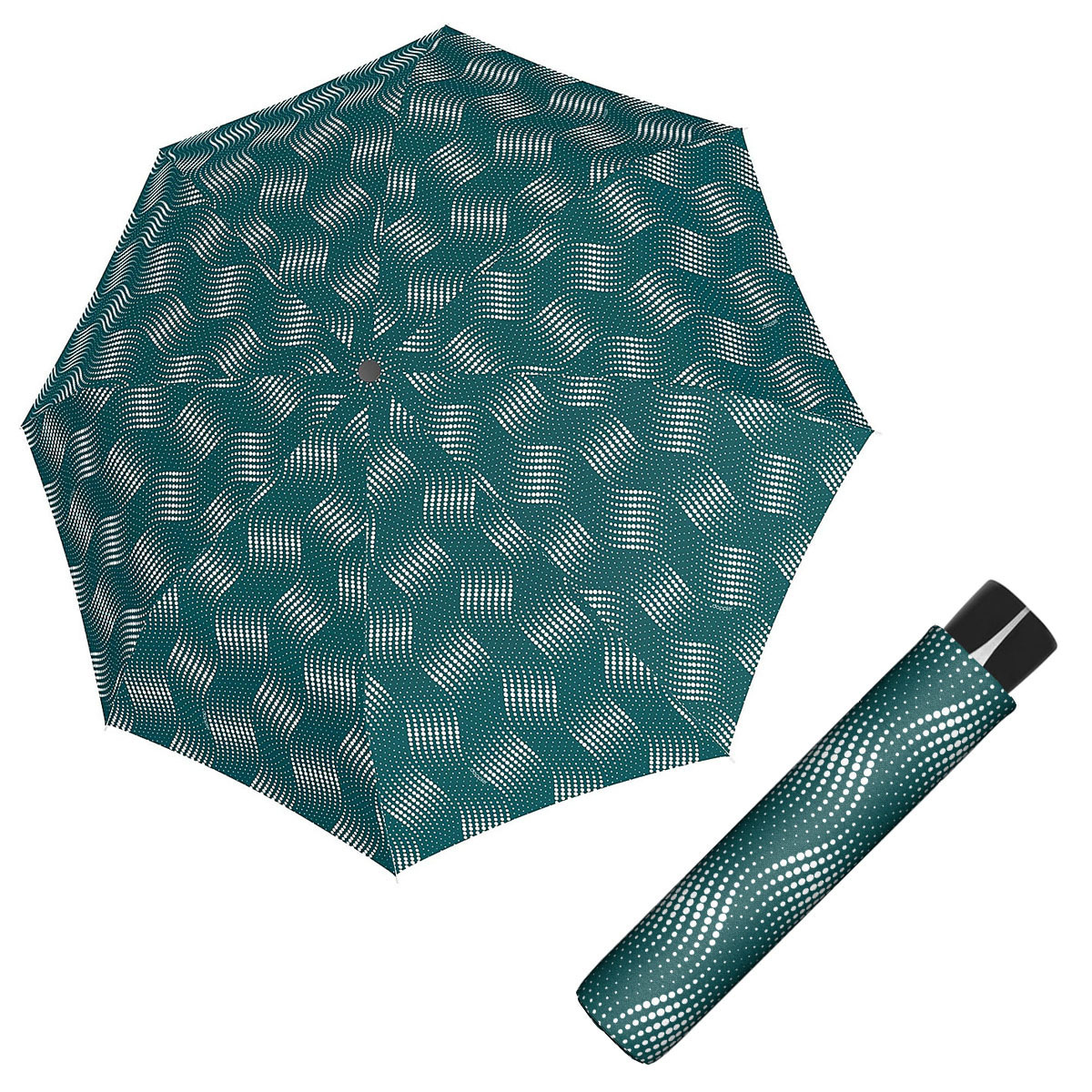 Doppler Mini Fiber WAVE - dámský skládací deštník tmavě zelená
