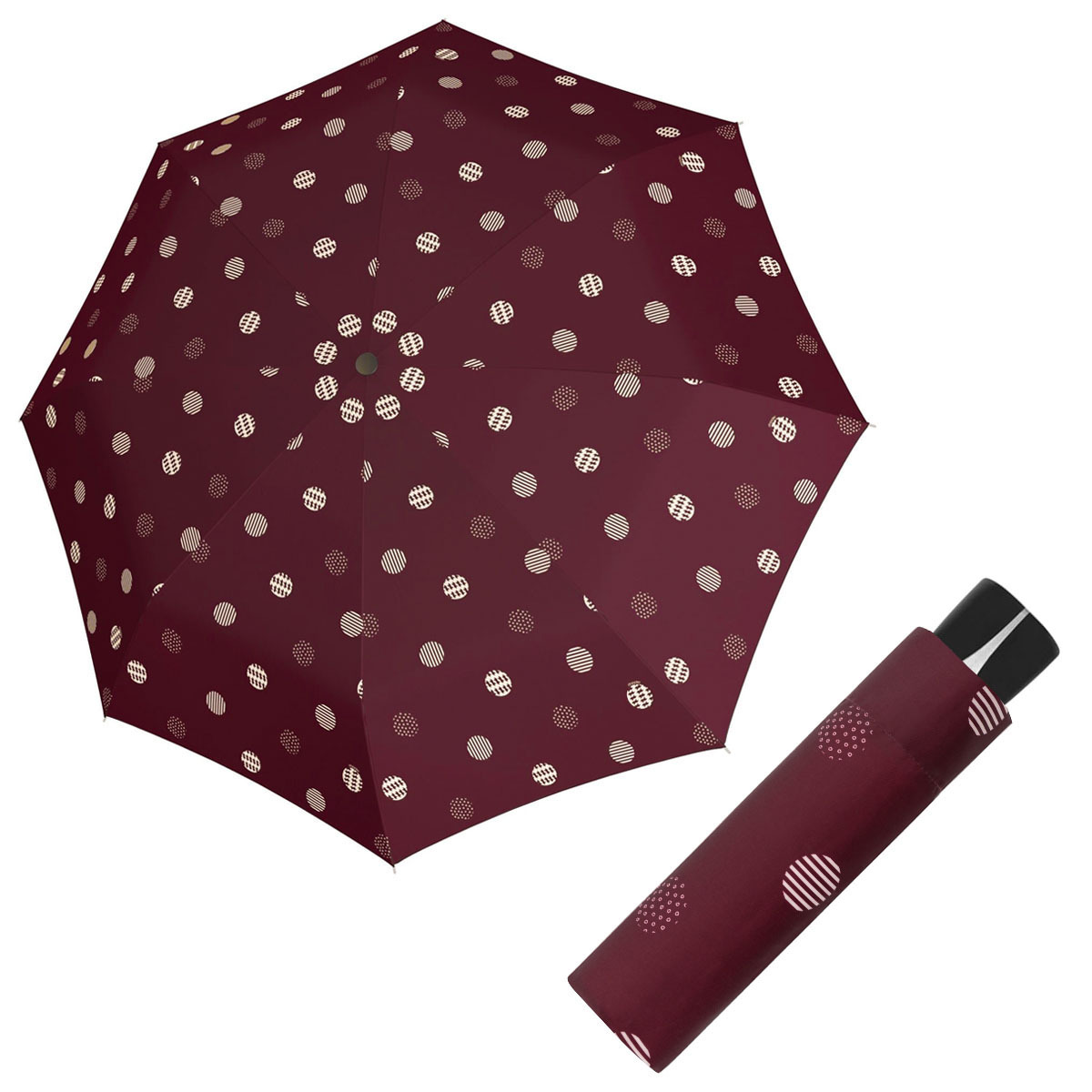 Doppler Mini Fiber TIMELESS RED - dámský skládací deštník puntíky