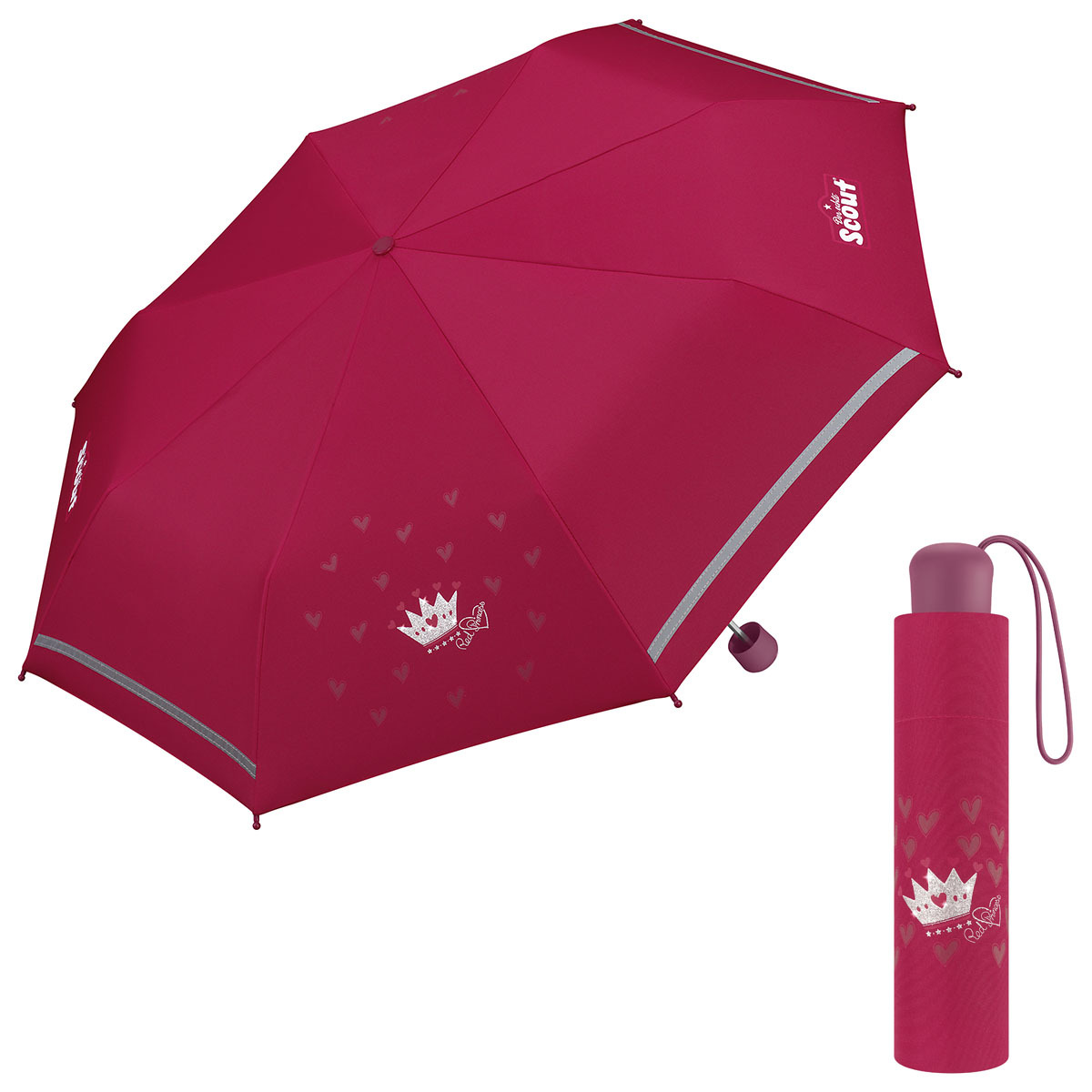 Scout Red Princess dívčí skládací deštník červený