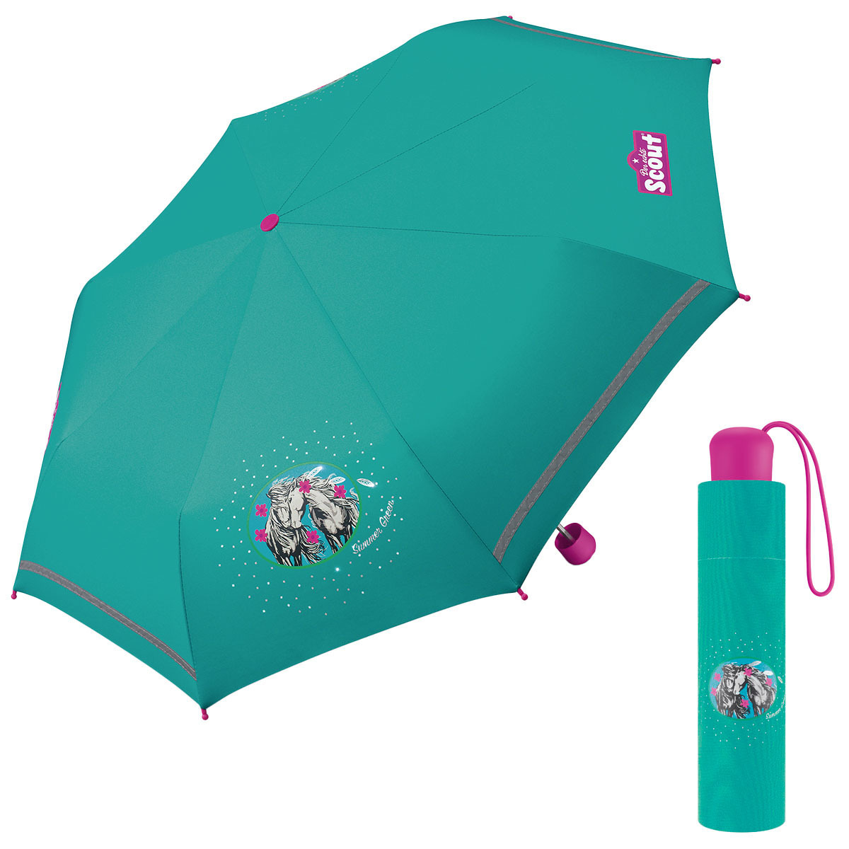 Scout Summer Green dívčí skládací deštník zelený