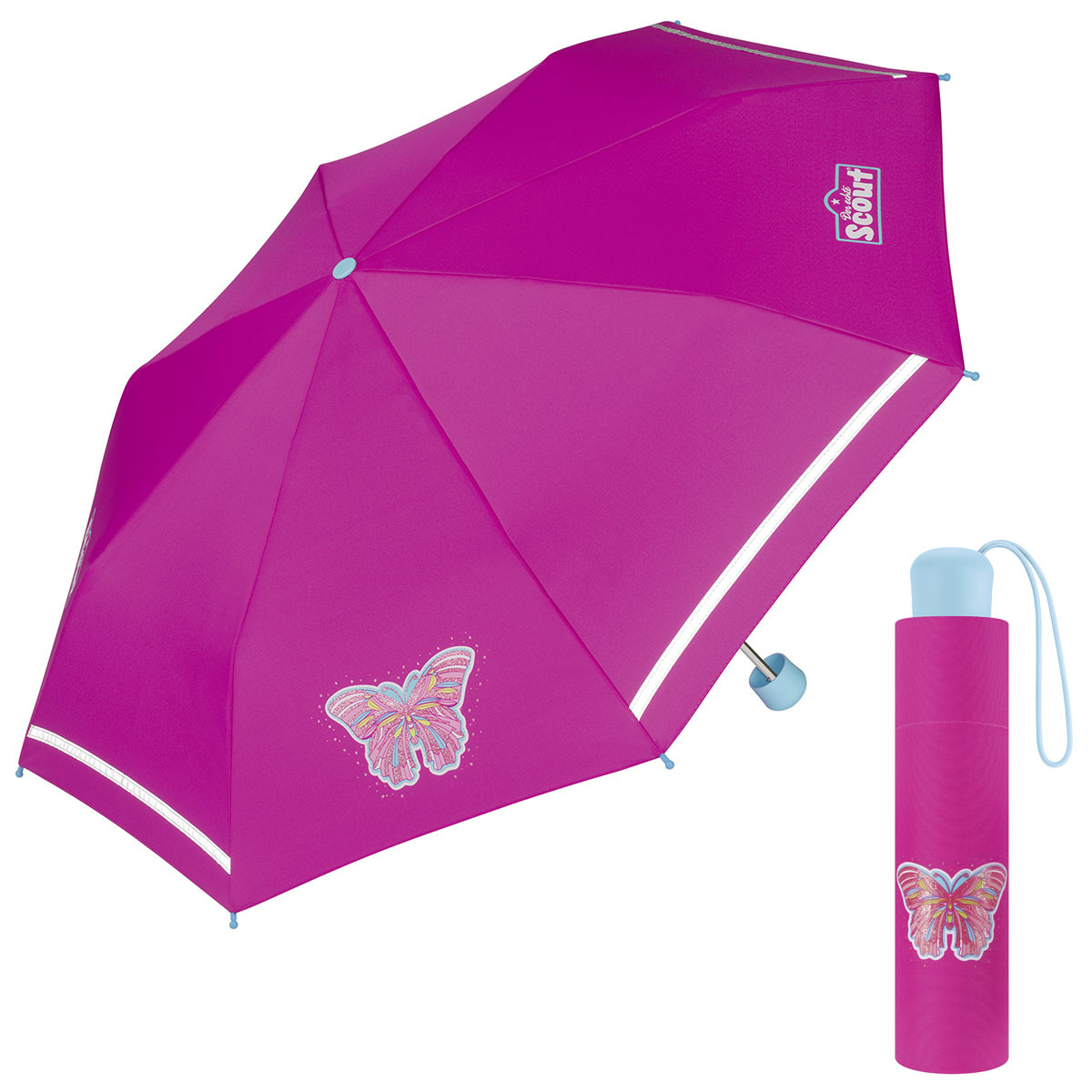 Scout Butterfly dívčí skládací deštník růžový