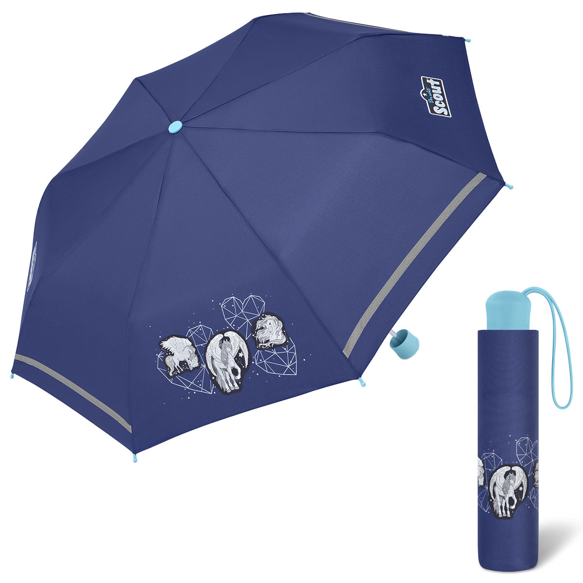 Scout Pegas chlapecký skládací deštník modrý