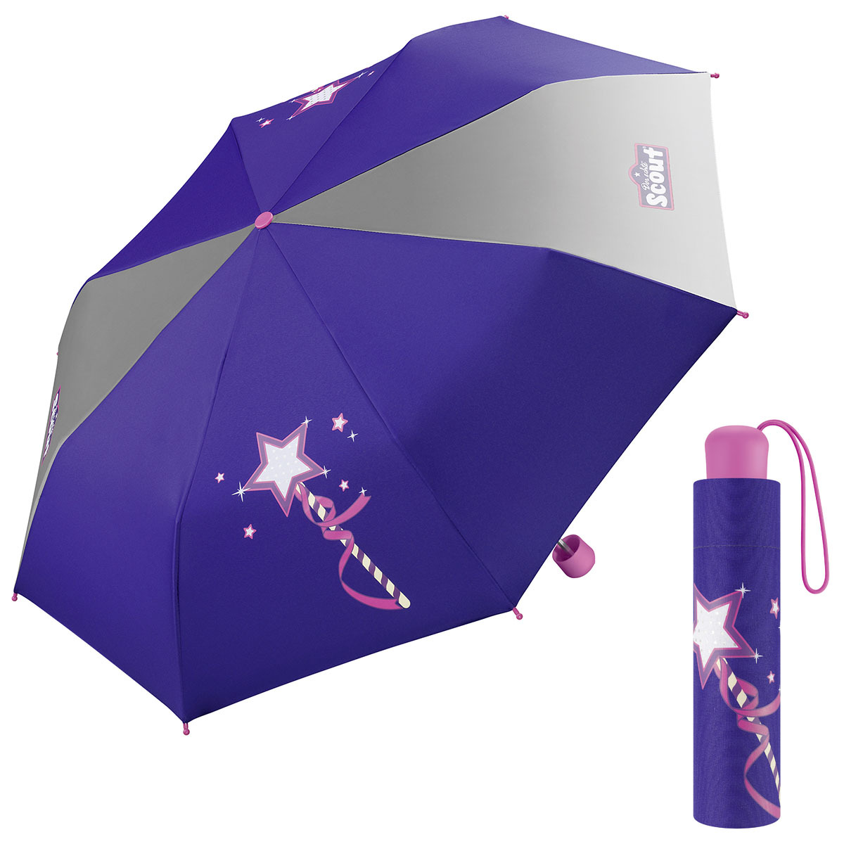Scout Magic Wand dívčí skládací deštník fialový