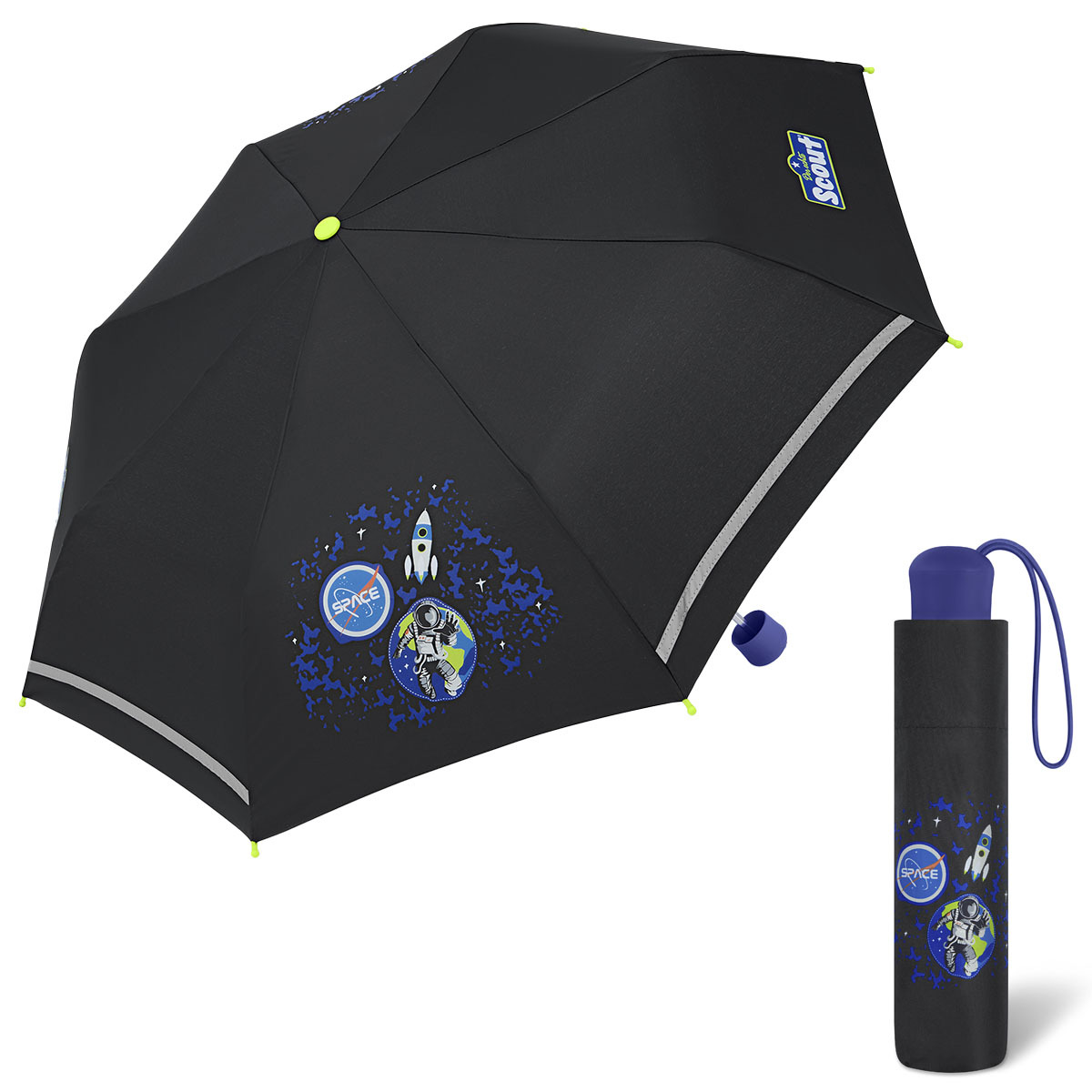 Scout Black Galaxy chlapecký skládací deštník černý