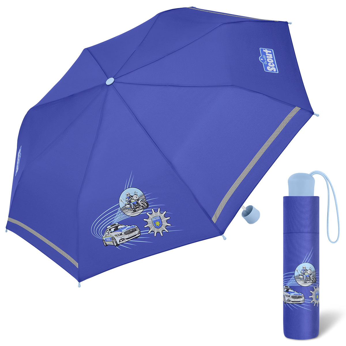 Scout Blue Police chlapecký skládací deštník modrý