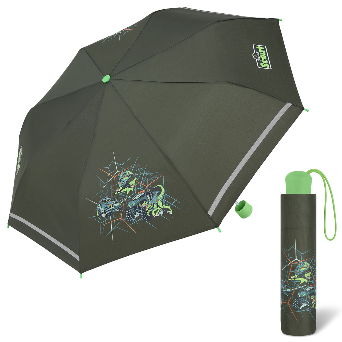 Scout Dino Hunter chlapecký skládací deštník zelený