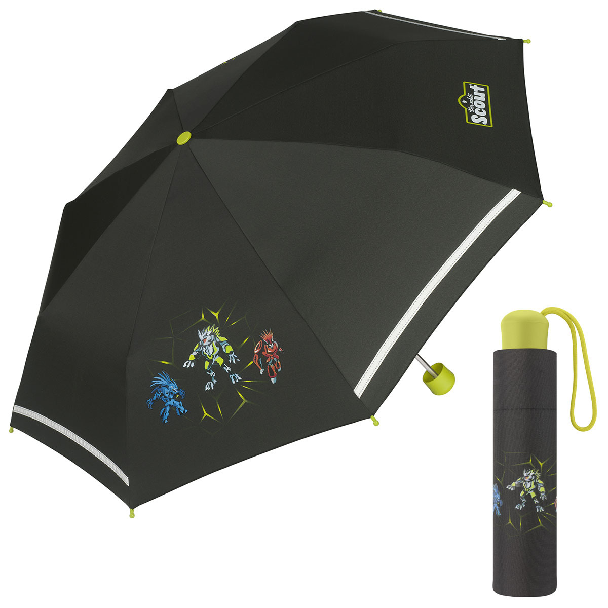 Scout Dark Beast chlapecký skládací deštník černý