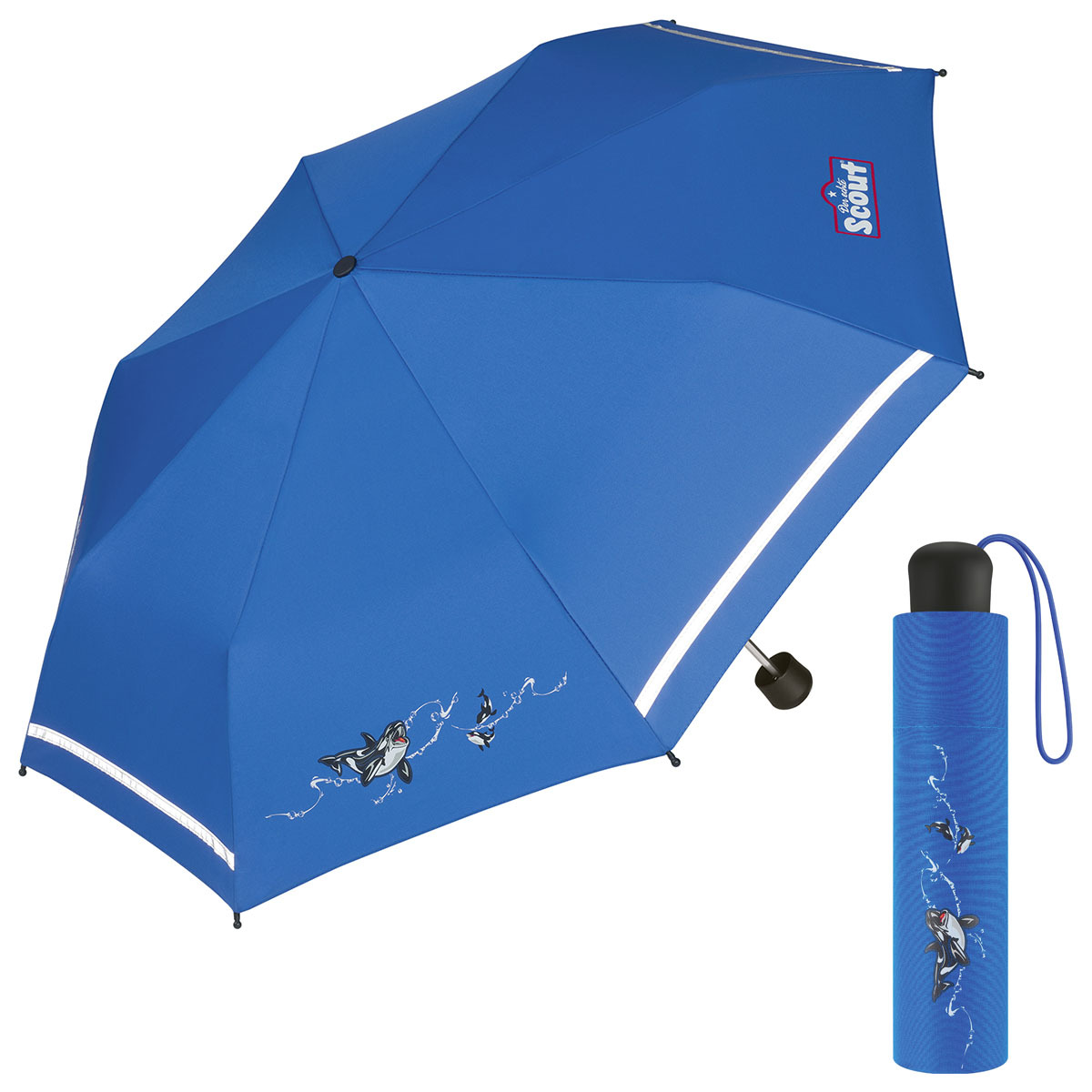 Scout Big Orca chlapecký skládací deštník modrý