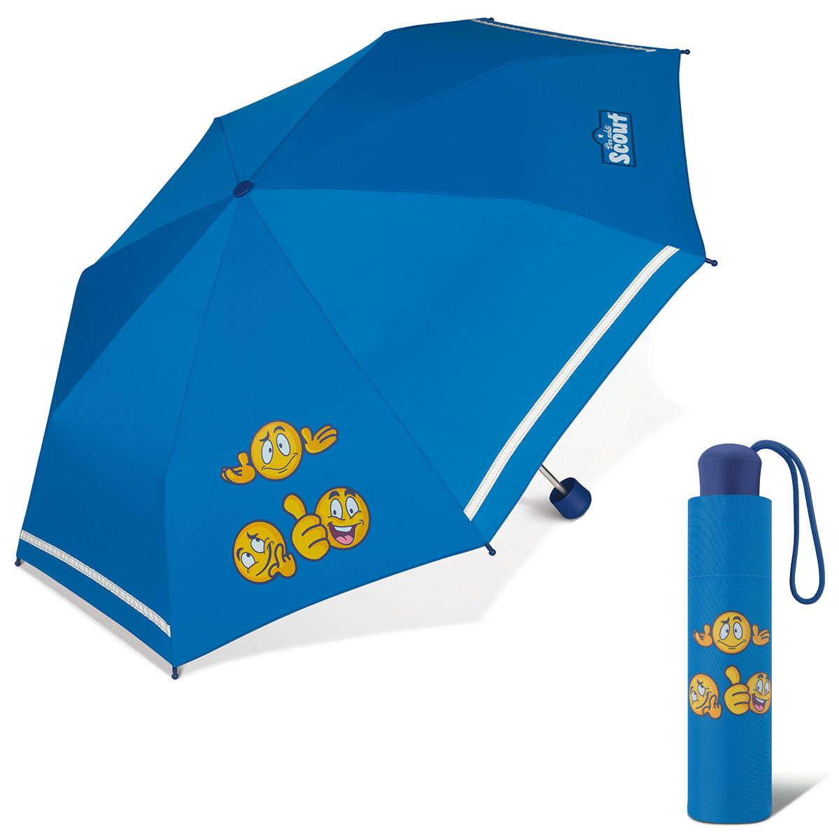 Scout Emoji Blue chlapecký skládací deštník modrý