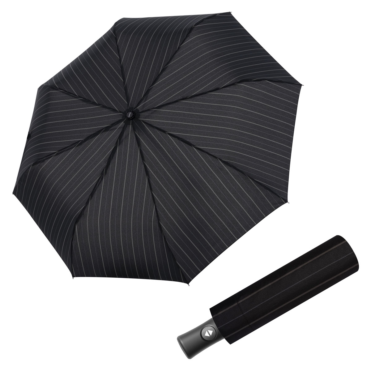 Doppler Magic Fiber Flipback - pánský plně-automatický deštník širší šedý proužek