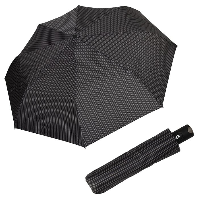 Pánský skládací deštník Magic Carbonsteel Doppler, šedé proužky