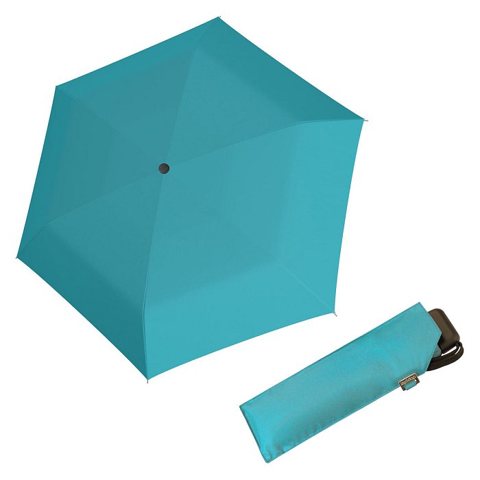 Doppler Mini Slim Carbonsteel 27 - dámský plochý skládací deštník tyrskysová