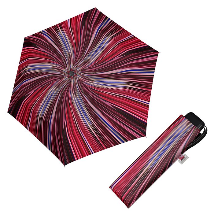 Doppler Mini Slim Carbonsteel FANTASY - dámský plochý skládací deštník, vínový