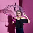Derby Hit Long AC Transparent - dámský průhledný holový deštník, růžový foto