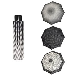 Doppler Mini Fiber BLACK & WHITE - dámský skládací deštník