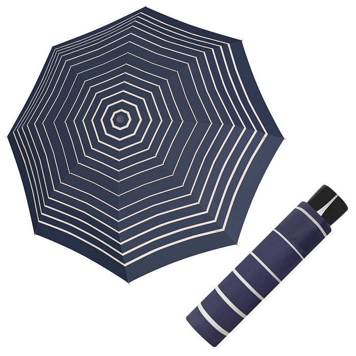 Doppler Mini Fiber TIMELESS BLUE - dámský skládací deštník, proužky