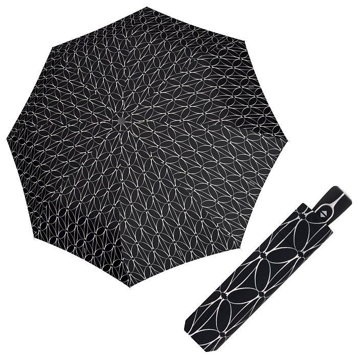 Doppler Magic Fiber BLACK & WHITE - dámský plně-automatický deštník, kroužky