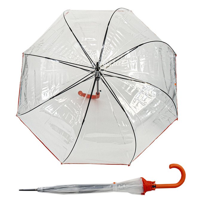 Derby Hit Long AC Transparent - dámský průhledný holový deštník, oranžový