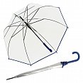 Derby Hit Long AC Transparent - dámský průhledný holový deštník, modrý