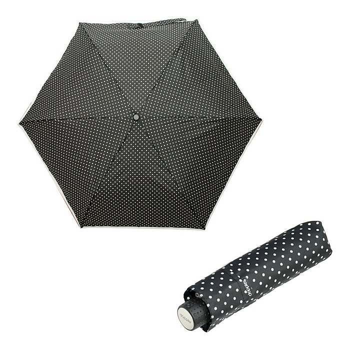 Doppler Havanna Fiber DOTS - dámský ultralehký mini deštník černá