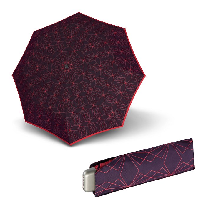 Doppler Mini Slim Carbonsteel PARIS - dámský plochý skládací deštník vínová